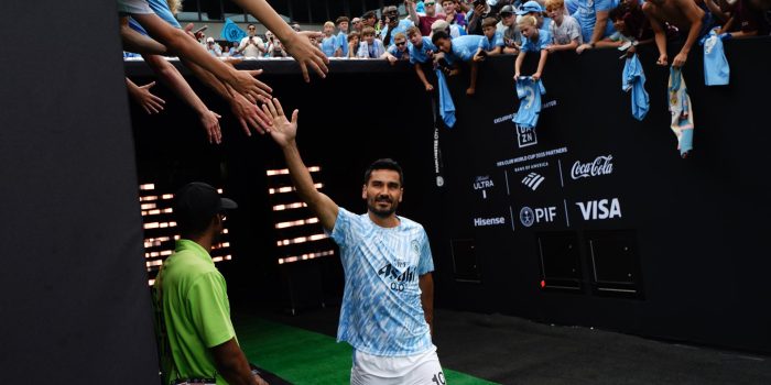 Fotografía de archivo del 18 de junio de 2025 en la que se observa al mediocampista Ilkay Gundogan, del Manchester City. Gundogan anotó un doblete en la goleada 6-0 del City contra el Al Ain en un partido del grupo G del Mundial de Clubes de la FIFA. EFE/WILL OLIVER