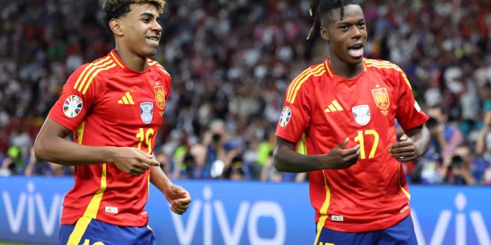 Nico Williams y Lamine Yamal durante la EURO 2024. EFE/EPA/CHRISTOPHER NEUNDORF