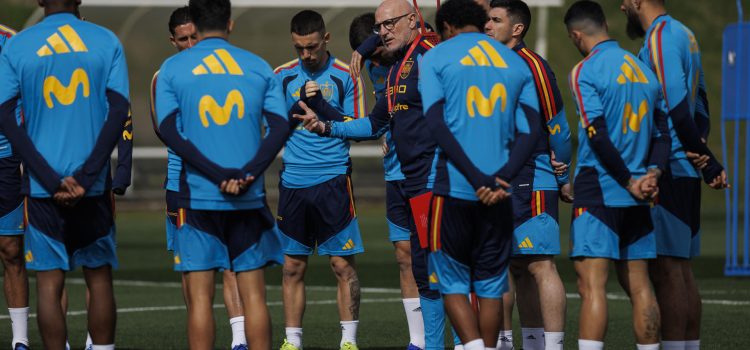 Luis de la Fuente, en el entrenamiento de este jueves. EFE / Rodrigo Jimenez