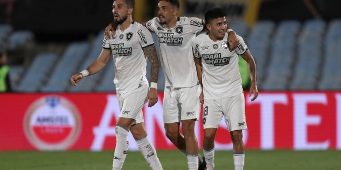 Jugadores de Botafogo celebran al término de un partido de las semifinales de la Copa Libertadores. EFE/ Sofia Torres