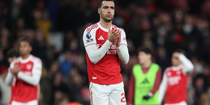 El jugador del Arsenal Mikel Merino durante un partido con la Premier. EFE/EPA/ANDY RAIN.