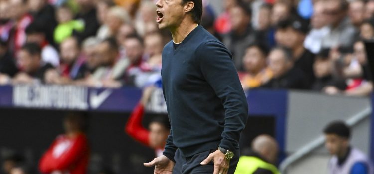El entrenador del Sevilla, el argentino Matias Almeyda, durante partido de LaLiga entre el Atlético de Madrid y el Sevilla, este sábado en el estadio Metropolitano. EFE/ Fernando Villar