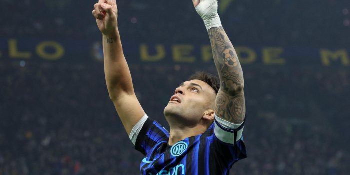 Lautaro Martínez celebra el 1-0 del Inter al Lazio. EFE/EPA/Roberto Bregani