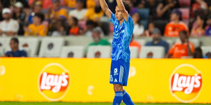 Diego Lainez de Tigres celebra un gol. Imagen de archivo. EFE/ Carlos Ramírez